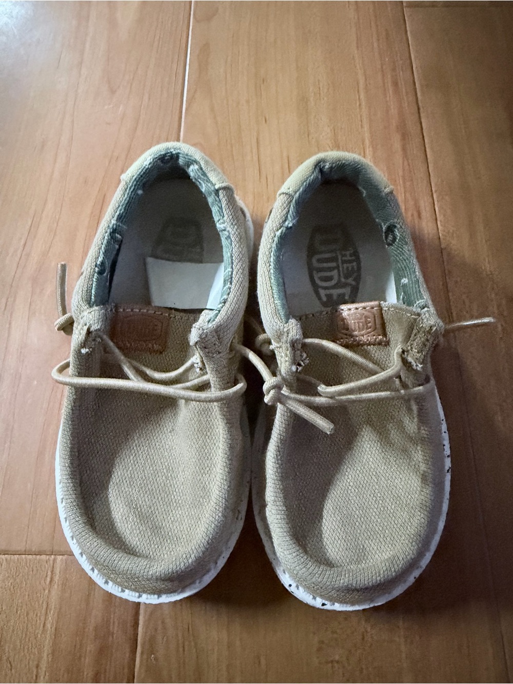 Hey Dude Kids Tan Canvas Slip-On Sneakers
